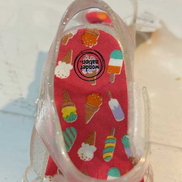 Infants Jelly Sandals Sz 4, Clear sparkles, ice cream soft soles Velcro - Picture 2 of 7